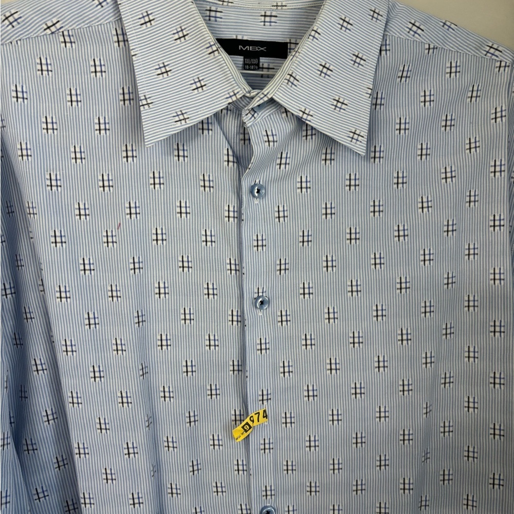 MBX Blue Patterned Men's Shirt size XXL